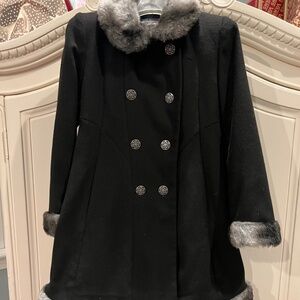 Faux fur and wool formal coat